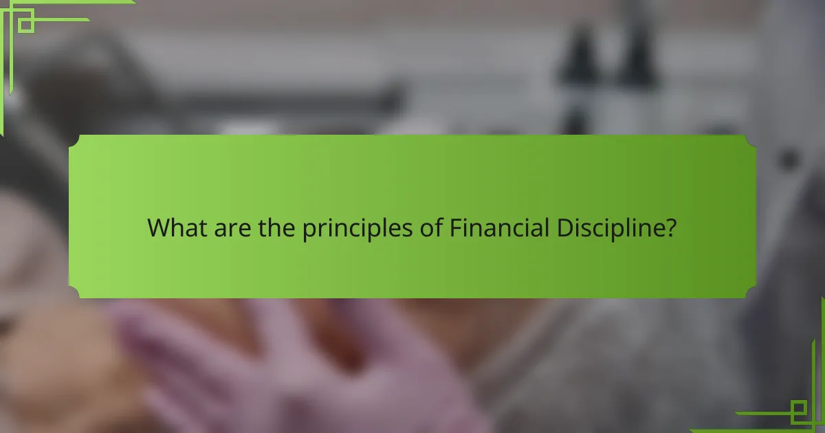 What are the principles of Financial Discipline?