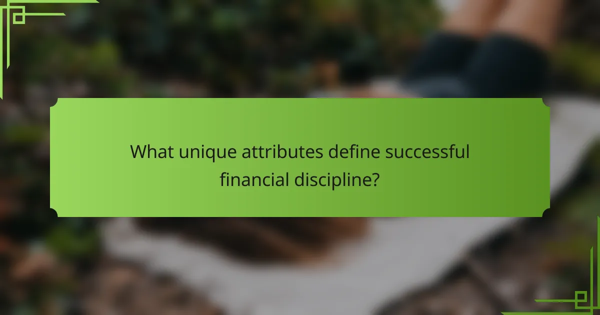 What unique attributes define successful financial discipline?