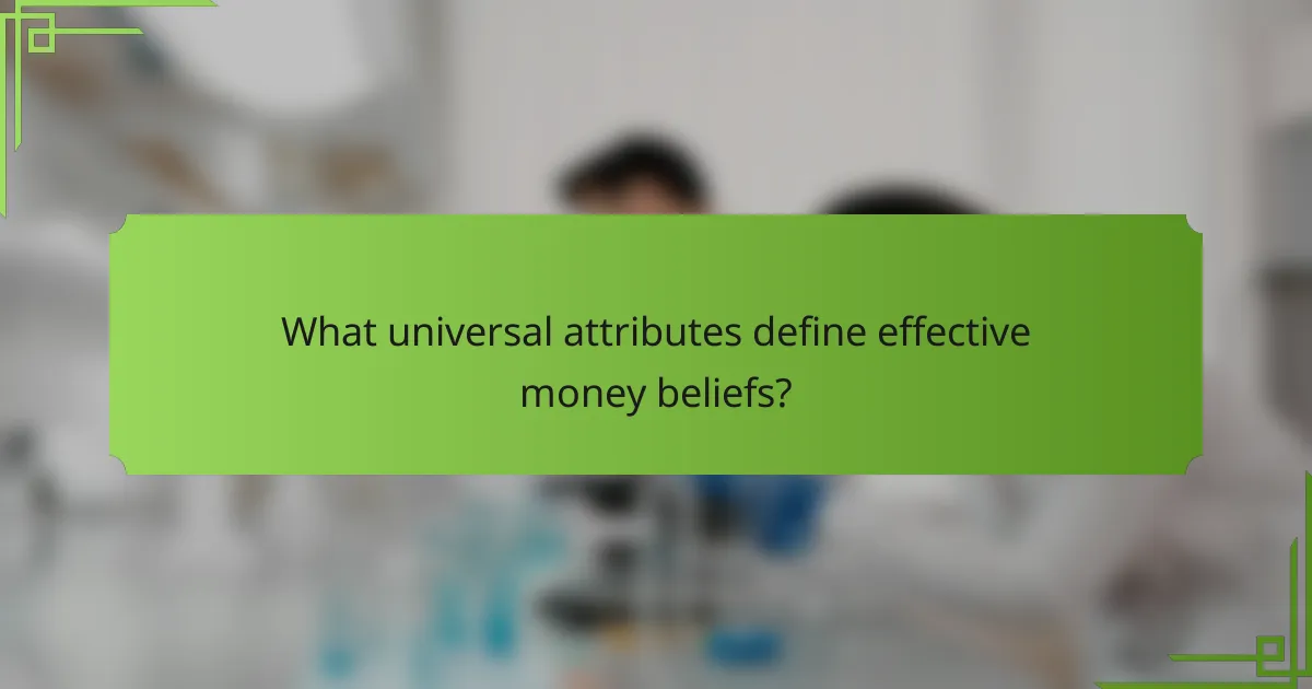 What universal attributes define effective money beliefs?